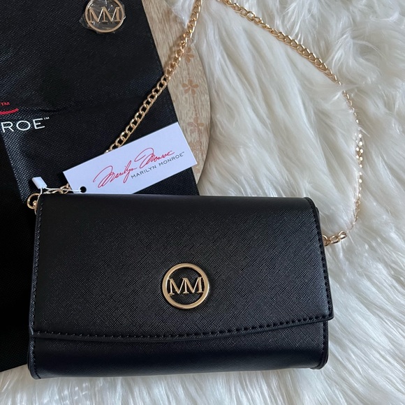 NEW Marilyn Monroe Women’s Black & Gold Cross Body Purse ✨ - Picture 3 of 12